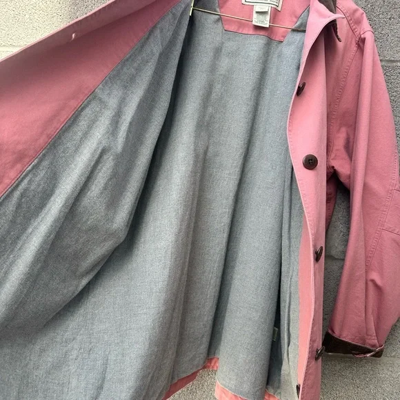 L.L.Bean Pink Barn Coat Women’s 2X Corduroy Collar Cotton Canvas Chore Jacket - Picture 8 of 9